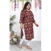 Swasti Cotton Printed Straight Womens Kurti - Maroon ( Pack of 1 ) - None