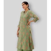 Pistaa - Green Cotton Women's Front Slit Kurti ( Pack of 1 ) - XS