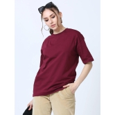 Women Solid Oversized T-Shirt, MAROON-XXL / Maroon