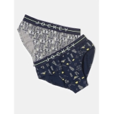 Jockey NB01 Super Combed Cotton Elastane Stretch Printed Brief - Monument/Navy (Pack of 2) - None