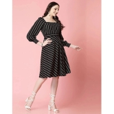 Selvia Crepe Striped Above Knee Womens A-line Dress - Black ( Pack of 1 ) - None