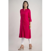 MAUKA - Pink Rayon Womens Front Slit Kurti ( Pack of 1 ) - None