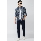 Men Navy Slim Fit Print Full Sleeves Casual Shirt