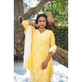 Soft Chanderi 3 pc Kurta set- Golden-XXL