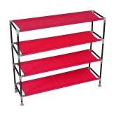 PrettyKrafts Metal 4 Tier Shoe Rack Red