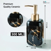 The Better Home 300ml Black Ceramic Dispenser for Kitchen, Wash-Basin, Bathroom - Ideal for Shampoo, Hand Wash, Sanitizer, Lotion.-The Better Home 300ml Ceramic Dispenser Bottle - Black | Ideal f