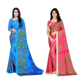 LEELAVATI - Multicolor Crepe Saree With Blouse Piece ( Pack of 2 ) - Multicolor