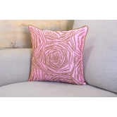 Decorative Rose Pattern Golden Beads Hand Embroidered Luxurious Cushion Cover Size 16x16