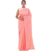 Lavangi Women Lucknow Chikankari Keel Work Light Gajiri Cotton Saree With Blouse