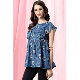 Janasya - Blue Georgette Womens Regular Top ( Pack of 1 ) - S