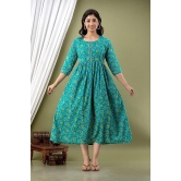 KASHVI Creation Women's Cotton Floral Printed Anarkali Maternity Feeding Kurti-Sky Blue