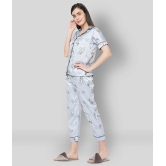 Smarty Pants - Light Grey Satin Womens Nightwear Nightsuit Sets ( Pack of 1 ) - L