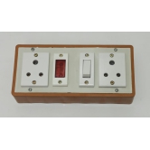 6A 2 Sockets (3 Pin Socket) & 1 Switch Extension Box with Indicator, 6A Plug & 5m Wire