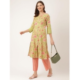 Divena - Green Cotton Womens Front Slit Kurti ( Pack of 1 ) - None