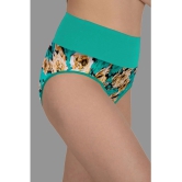 Madam - Green Cotton Printed Womens Briefs ( Pack of 1 ) - None