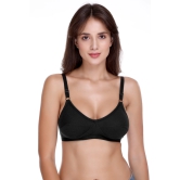 Sona H 04 Women Everyday Non Padded Non Wired Medium Coverage Comfortable Black Cotton T-Shirt Bra-36 / B / Black