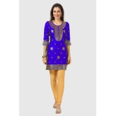 Meher Impex - Blue Art Silk Womens A-line Kurti ( Pack of 1 ) - None