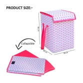  45 L-Pink Nylon Foldable Storage Box/Laundry Bag for Clothes|Toy Storage Box with Lid & Handle, Toys Organiser with Side Handles