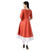 Estela - Orange Cotton Women's Flared Kurti ( Pack of 1 ) - 4XL