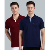 Lux Cozi Cotton Regular Fit Solid Half Sleeves Mens Polo T Shirt - Navy ( Pack of 2 ) - None