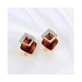 YouBella Stylish Party Wear Jewellery Gold Plated Studs Earrings for Women (RED)(YBEAR_32071) - Red