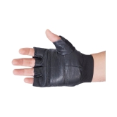 Body Maxx Leather Gym Gloves (Black) - L