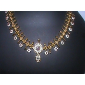 Stunning Gold-Plated Necklace Set with White Stones