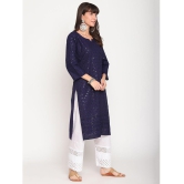 Queenley - Navy Cotton Women's Straight Kurti ( Pack of 1 ) - 4XL