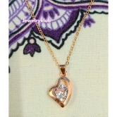 Jewelryklub AD Cubic Zirconia Pendant Necklace Chain For Women Girls Anti Tarnish Stainless Steel Rose Gold Design 9