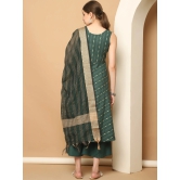 Green Woven Design Kantha Work Kurta with Palazzos & With Dupatta-XXL / Green