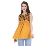 SAAKAA Rayon Regular Tops - Yellow - 2XL