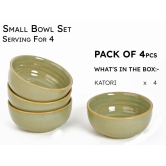 Chip Resistance Porcelain Bowls Set of 4 (180ml) for Serving Vegetable, Dal, Cereal, Mixing Bowl for Snack, Microwave and Dishwasher Safe, Perfect for Dining and Gifting, Olive Green