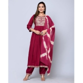 MAUKA - Maroon Anarkali Rayon Womens Stitched Salwar Suit ( Pack of 1 ) - None