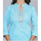 HIGHLIGHT FASHION EXPORT - Light Blue Cotton Blend Womens Straight Kurti ( Pack of 1 ) - None