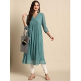 Janasya - Green Chiffon Women's Flared Kurti ( Pack of 1 ) - None