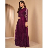 A TO Z CART Magenta Flared Net Womens Semi Stitched Ethnic Gown ( Pack of 1 ) - None