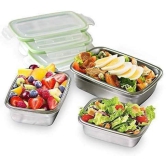 Femora Lunch Box High Steel Rectangle Heavy Duty Airtight Leakproof Unbreakable Storage Container with Lock Lid Lunch Box for Office-College-School, Lunch Box - 2800 ml/gm, 1800 ml/gm, Set of 2