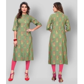 Vbuyz - Green Rayon Womens Front Slit Kurti ( Pack of 1 ) - S