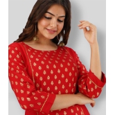 FABRR - Red Rayon Womens Straight Kurti ( Pack of 1 ) - None