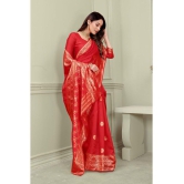 ofline selection - Red Cotton Blend Saree With Blouse Piece ( Pack of 1 ) - Red