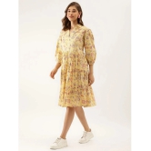 Divena Cotton Printed Midi Womens Fit & Flare Dress - Yellow ( Pack of 1 ) - None