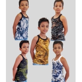 HAP - 100% Cotton Printed Multi Color Boys Vest ( Pack of 5 ) - None