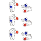 AanyaCentric Silver Plated 3 Pair Toe Rings - Silver