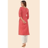 Glomee - Coral Cotton Women's Straight Kurti ( Pack of 1 ) - None