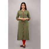 Preksha - Olive Rayon Women's Front Slit Kurti ( Pack of 1 ) - None