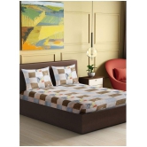 Abhikram - Brown Cotton Single Bedsheet with 2 Pillow Covers - Brown