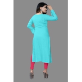 haya fashion - Turquoise Rayon Women's Straight Kurti ( Pack of 1 ) - None