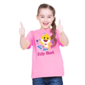 Girls Cotton Baby Shark Half Sleeve TShirt (Pink) PID41506