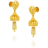 LUV FASHION Golden Jhumki Earrings ( Pack of 1 ) - Golden