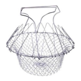 SRL Kitchen Product - Silver Steel Deep Frying Basket ( Pack of 1 ) - Silver